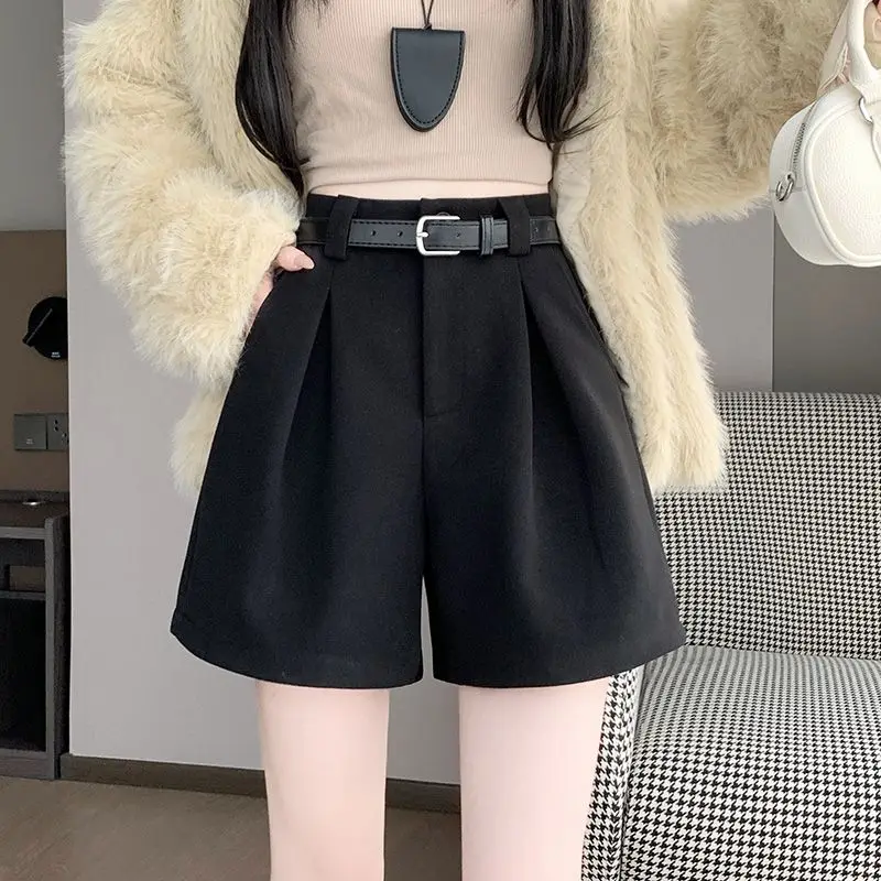 رمادي دعوى سراويل قصيرة المرأة الجديدة حساسة للضغط الطية عالية الخصر عادية واسعة الساق التمهيد السراويل الصيف ملابس خارجية TT512 #5