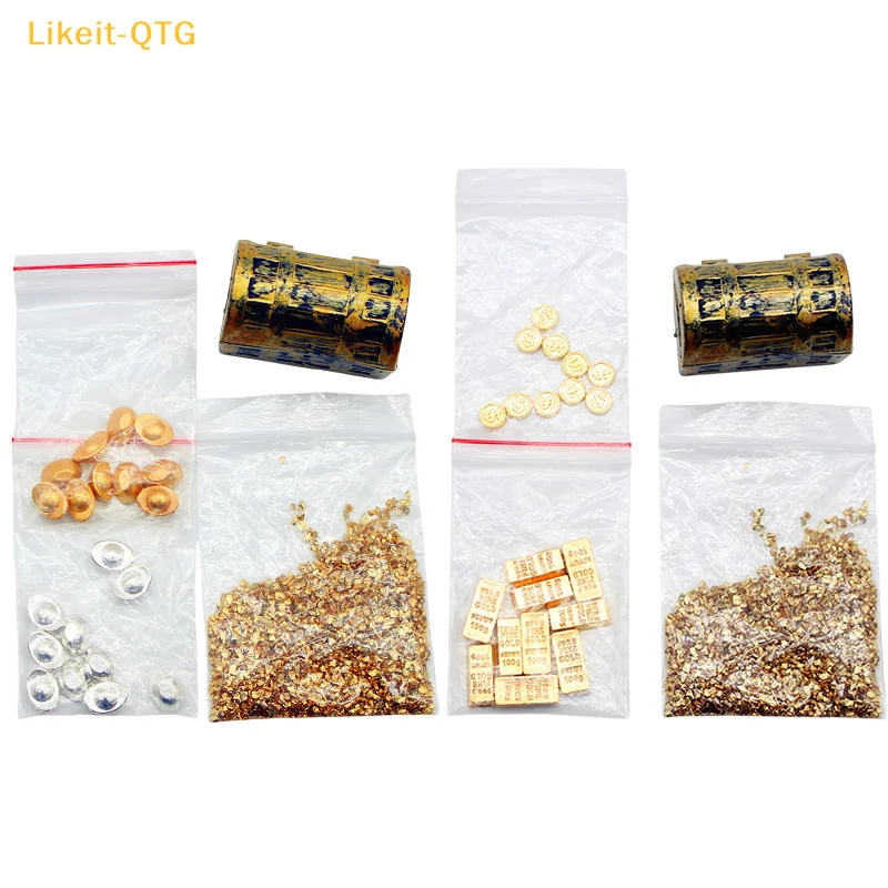 

Hot！1/12 Dollhouse Simulated Mini Gold Ingot Gold Bar Treasure Chest Dollhouse Micro Scene Decoration Pretend Play Toys For Kids