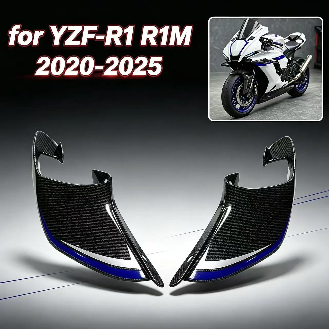For Yamaha YZF-R1 R1M 2020-2025 New Motorcycle Accessories Front Spoiler Fixed Wing Fairing R1 R1M Spoiler Aerodynamic Wing