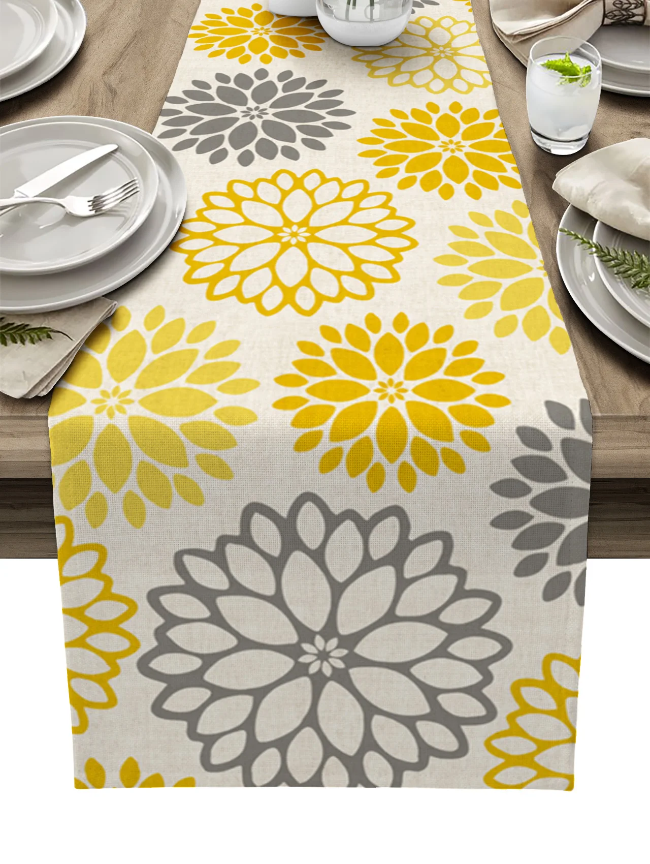 Yellow Gray Table Runner Home Dining Table Coffee Table Holiday Wedding Decoration Party Dinner Table Runner Party Decor