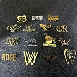 Customized Name Logo Painting Image Brooch Pins Stainless Steel Nameplate Fashion Personalized Custom Badges Clothes Collar Pin