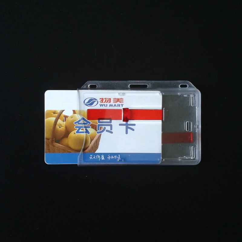 Dual Sliding Riem Stijl Id Tag Pc Werkvergunning Case Werknemer Pass Werk Card Cover Case Dubbelzijdig Slot kaart Badge Houder