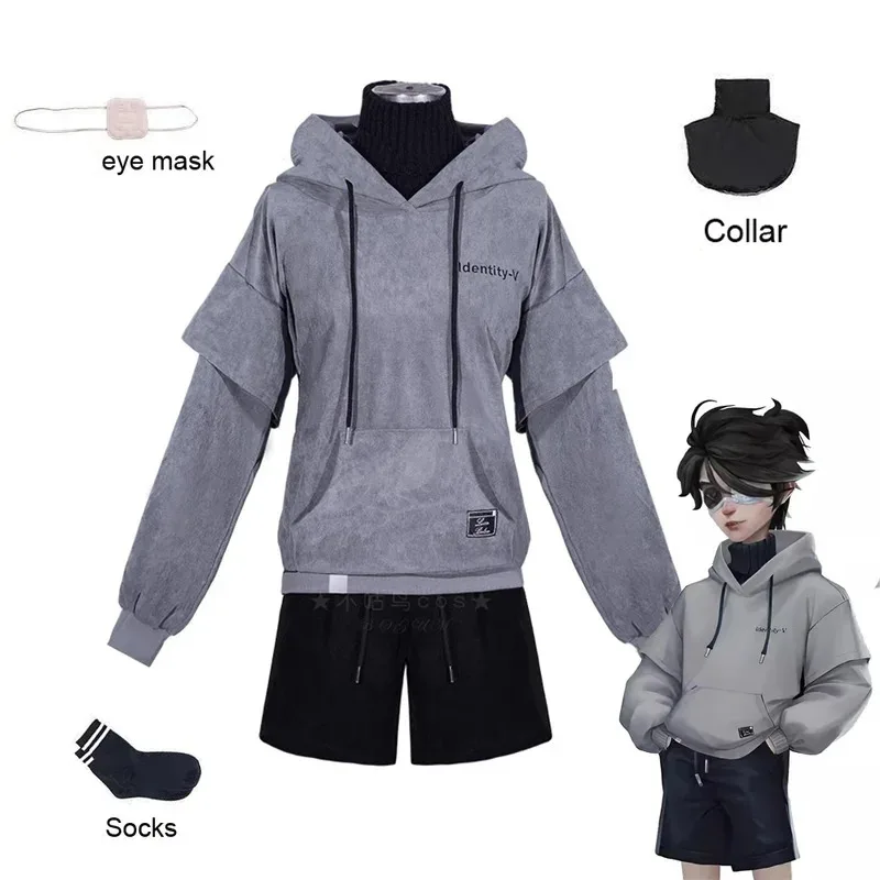 

NewEsports Luca Balsa Cosplay Game Identity V Costume Prisoner Hoodies Daily Uniforms Wig Set Halloween Party Outfit for Man Wom