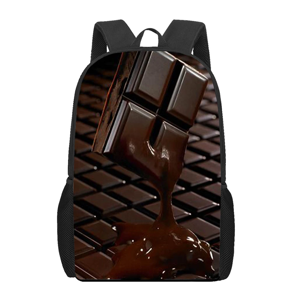 Chocolate engraçado 3d impressão crianças sacos de escola crianças mochila para meninas meninos estudante sacos de livro mochilas escolar