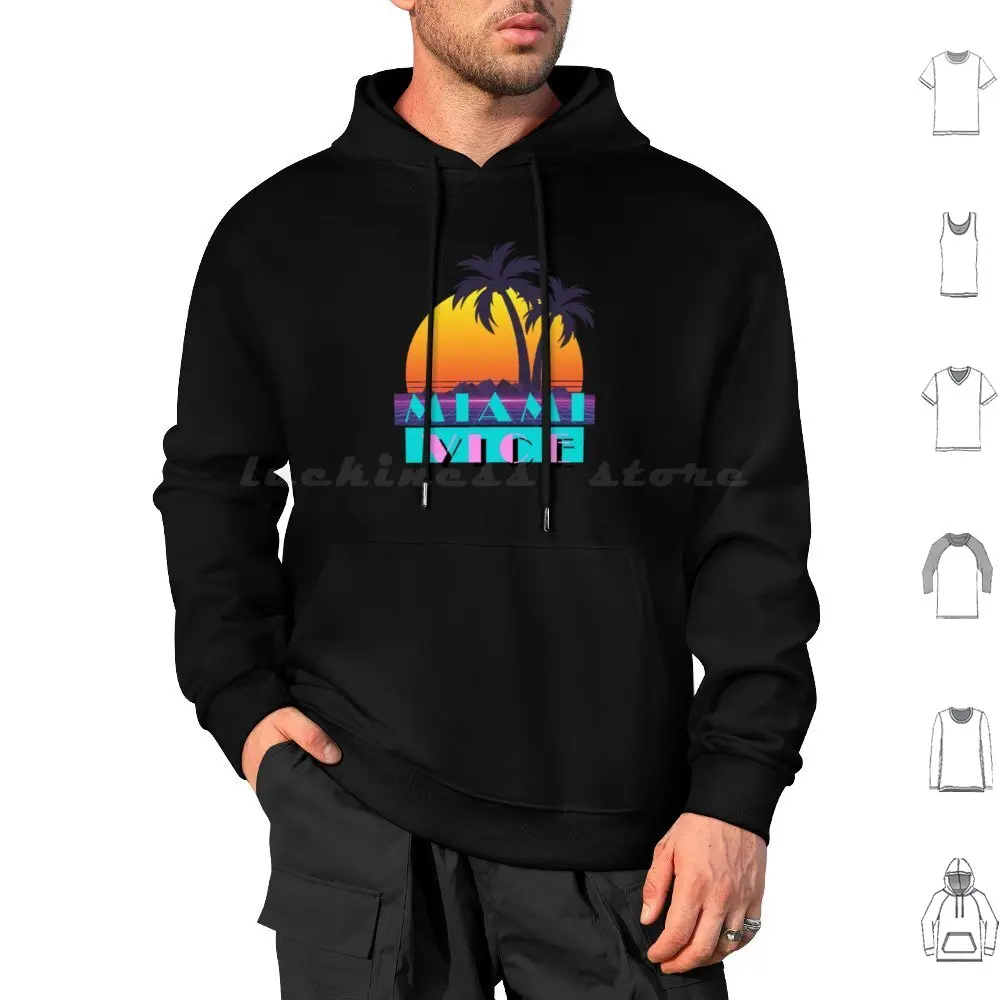 Miami Vice Retro Hoodie cotton Long Sleeve Retro Vintage Miami Beach Miami Florida Beach 1980s Popular Trending Miami Vice