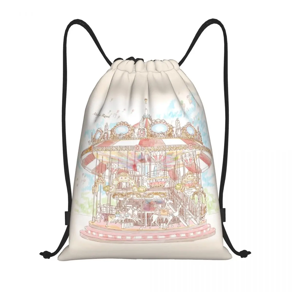 

Пастельный цирковой карусельный рюкзак на шнурке, спортивная спортивная сумка для женщин и мужчин, тренировочный рюкзак в парке развлечений