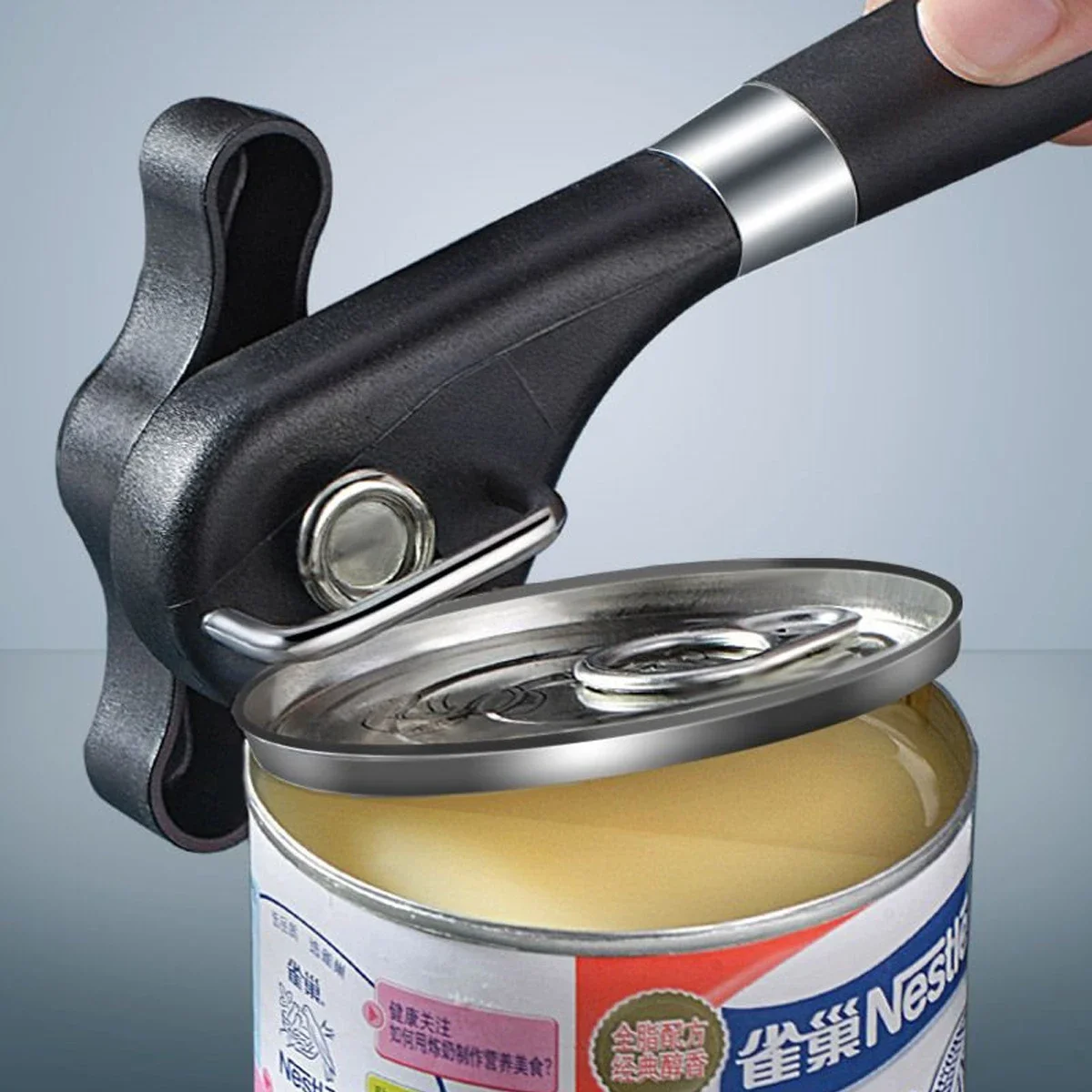 Safe Cut Can Opener, Smooth Edge Can Opener handheld, Food Grade Stainless Steel Cutting Can Opener for Kitchen & Restaurant