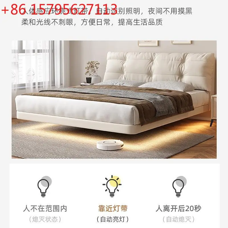 سرير من القماش ذو تكنولوجيا ترك سرير مزدوج حديث بسيط بطول 1.5 متر من الخشب الصلب سرير إيطالي فاخر لغرفة النوم الرئيسية 2022 جديد #3