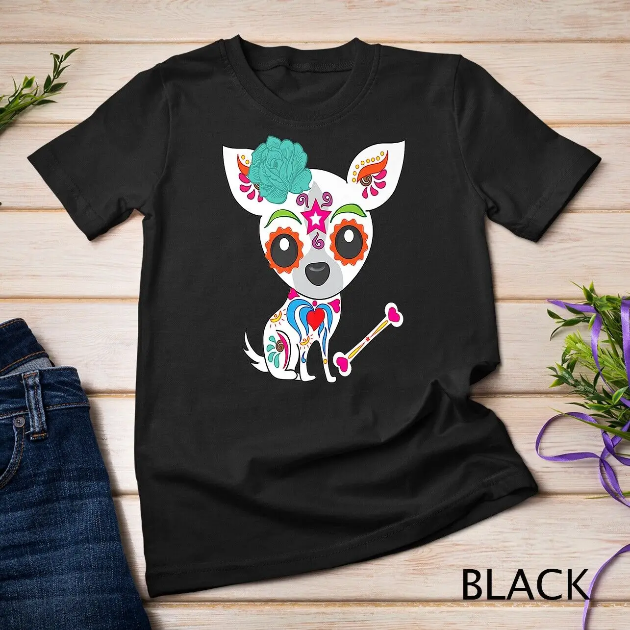 Mexican Sugar Skull Chihuahua Premium Unisex T-shirt