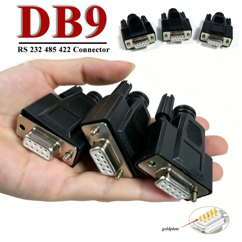 RS232 DB9 Welding Connector Male Female Head With Shell Soldering Type Serial Port RS 485 422 Connector DIY PVC DB9 Adapter