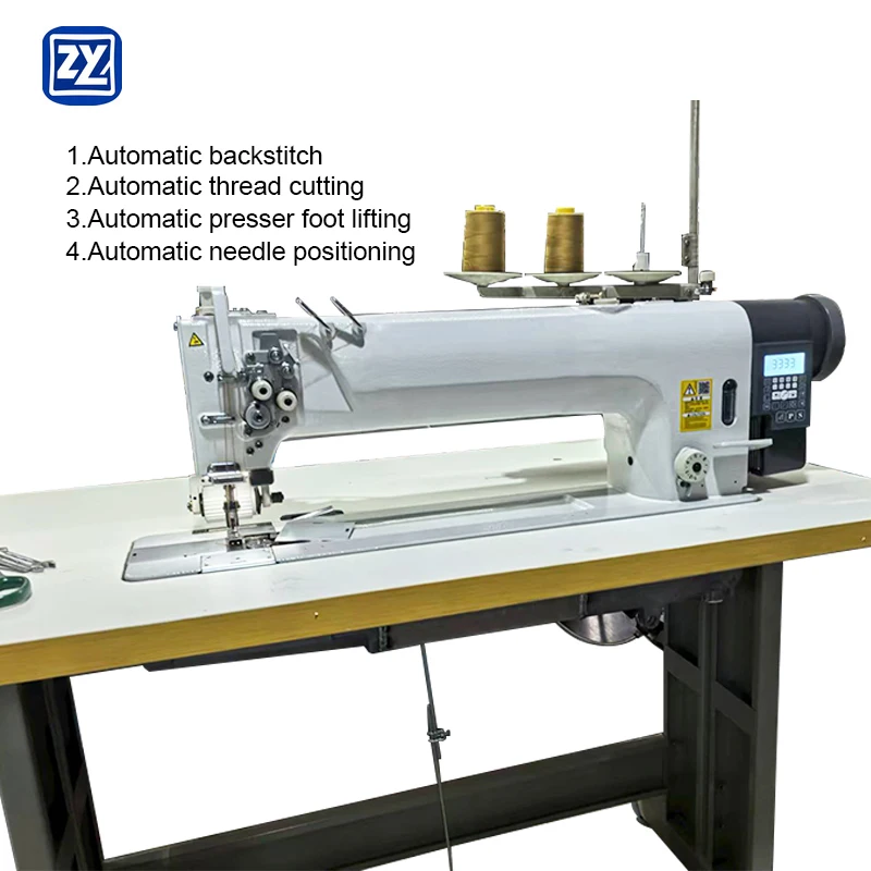 Industrial Flat-Bed Lock Sewing Machine Automatic High-Speed Double Needle New 50cm Arm Length for Manufacturing Plant Use