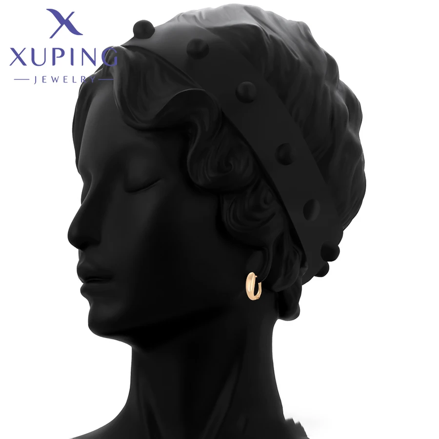 Xuping Jewelry New Arrival Simple No Stone Earring Gold Color Hoop Earrings for Women Girl Gift