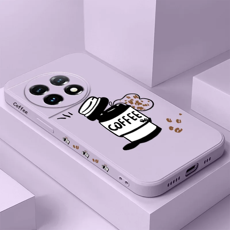 

Coffee Flying Beans Phone Case For Oneplus 13 13R 12 12R 11 11R 10 10R 10T 9R 9RT 9 8T 8 7 7T Pro 5G Liquid Silicone Cover