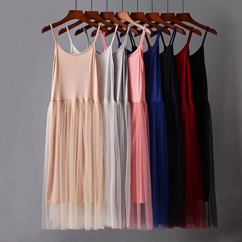 Koreanische Mode Gänseblümchen-Blumen Einfarbiges Mesh-Partykleid Sommer Zweilagiges Spaghetti-Träger Urlaubskleid Midi-Strandkleid