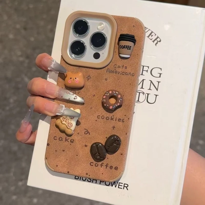 

3D Bear Coffee Phone Case For Huawei Pura 80 70 Pro Ultra P60 P50 P40 P30 Pro Mate 80 70 60 Pro Plus Max Air Donut Cake Case