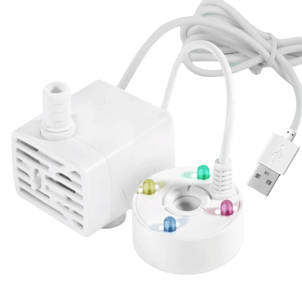 Decoration 5V Fish Tank Water Pump USB Fine mist Mist Maker Fogger Colorful lights Silent operation Submersible Pump study
