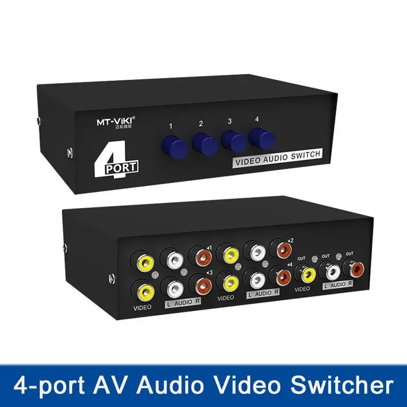 4 Port AV Switcher RCA switch Audio Video Selector 4 Input 1 Output Audio and video switche MT-431AV