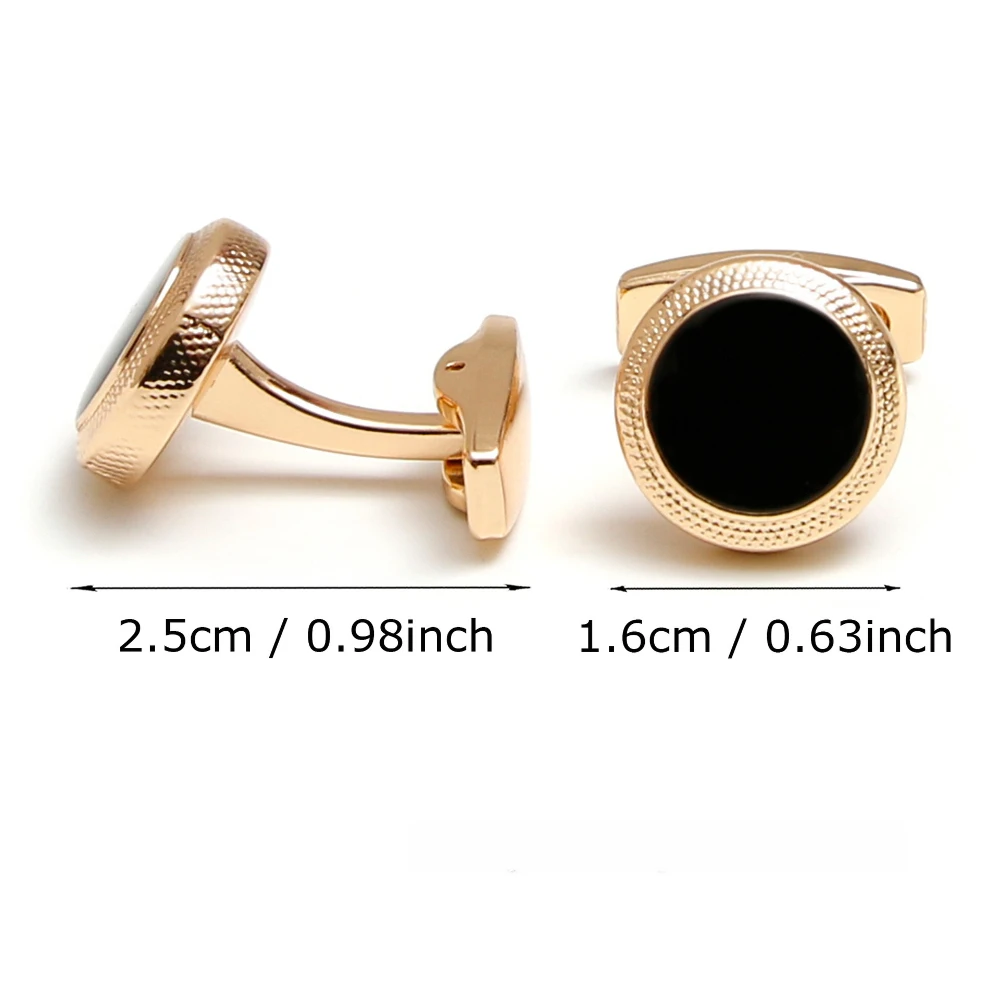 Exquisite Business Gold Textured Cufflinks Black Face Round Men's Formal Suit Cuff Nail Exquisite Accessories for Suits Shirts