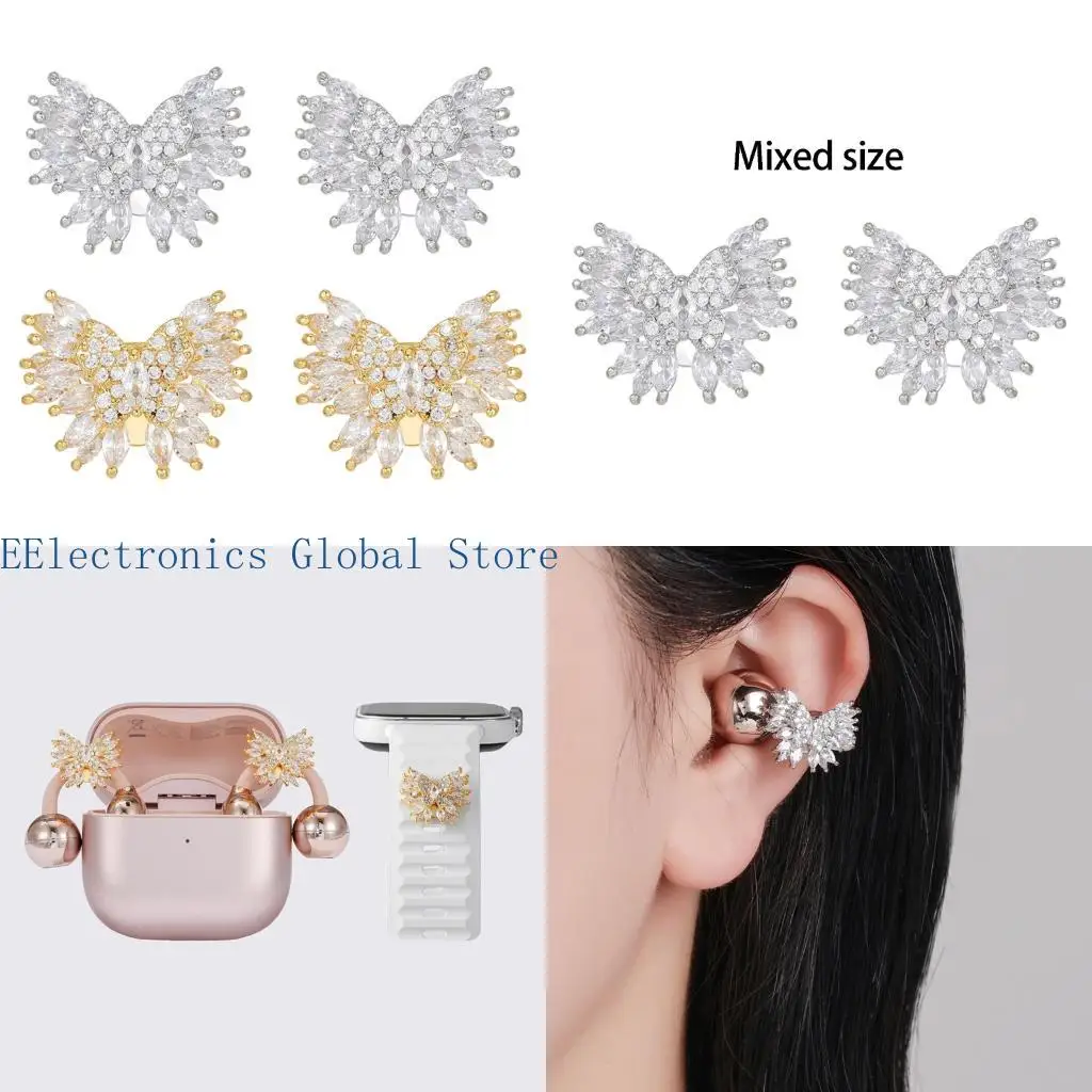 462B Wireless Bluetooth-Compatible Earbud Earrings Set Butterfly Earbud Accessories Noise Cancelling For Freeclip