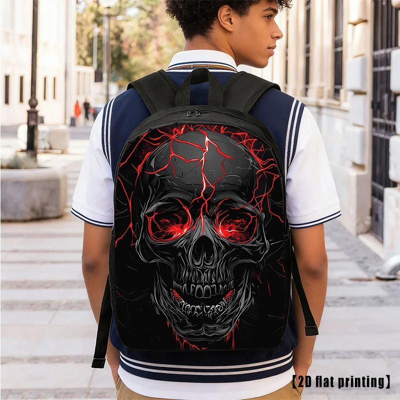 

Flaming Skull, a Versatile And Spacious Unisex Backpack with Adjustable Straps And Side Pockets, Perfect for Everyday Use, Commu