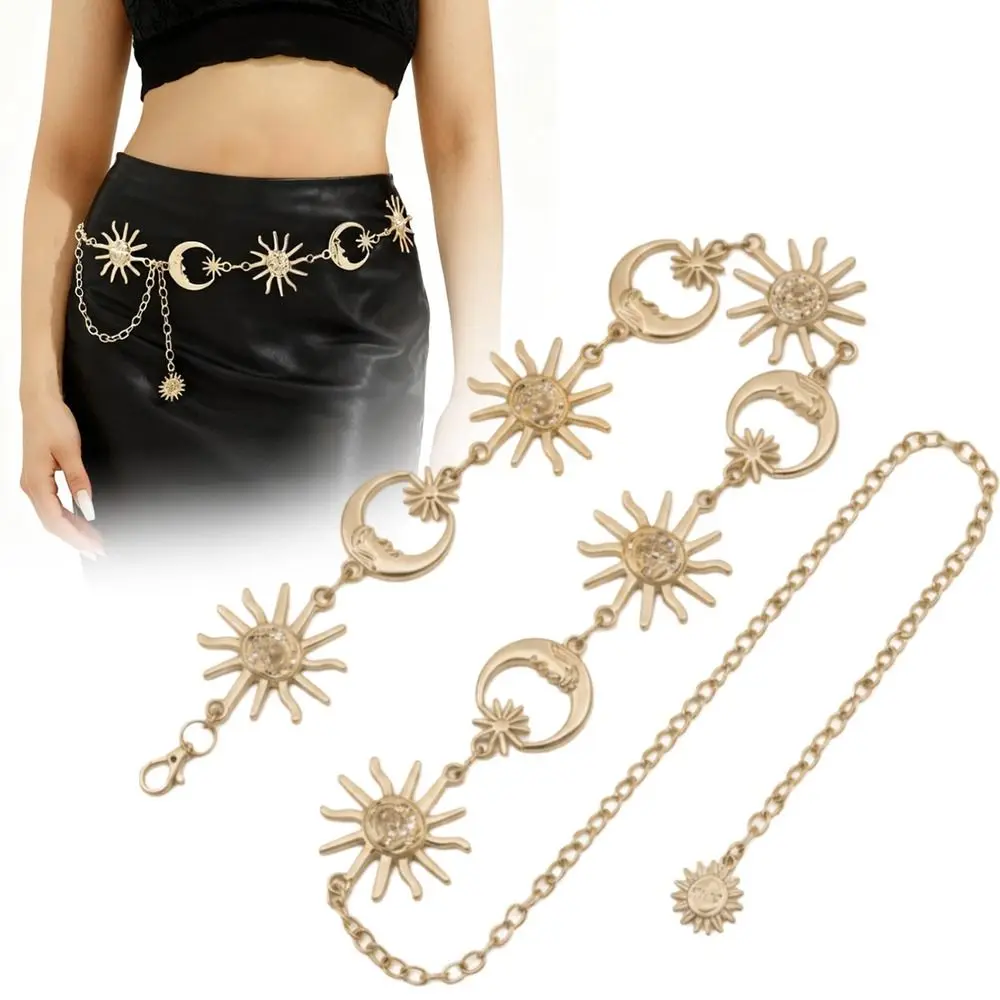 

Модная винтажная поясная цепочка с подсолнухами, золотисто-серебристая, универсальная, металлическая, для женщин, аксессуар для одежды
