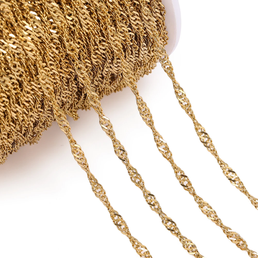 

1m Stainless Steel Water-wave Chain Basic Extension Chain for Handmade DIY Bracelets Necklace Jewelry Making Chains