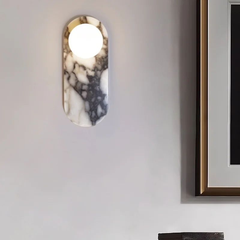 Mid Century Modern LED Wall Lamp For Bedroom Corridor Stair Lighting Circular Marble Living Room Lights Decoration Wandlamp view 4