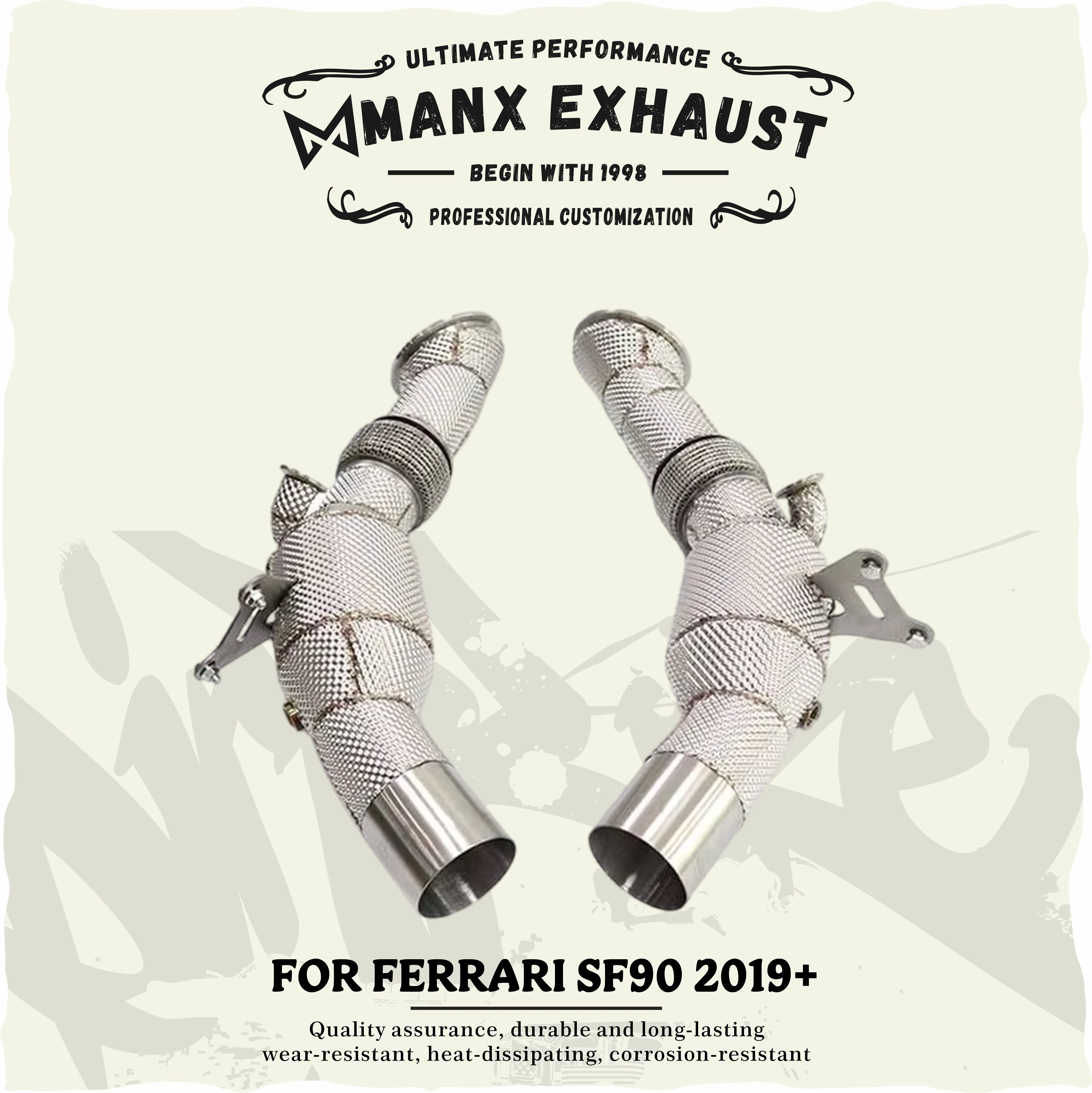 

Suitable for Ferrari SF90 2019+ Stainless steel Downpipe Performance Exhaust fitting with heat shield Lossless installation