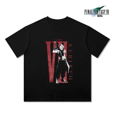 Final Fantasy 7 Rebirth Cloud Strife Retro Character Graphic T-shirt Cotton Short Sleeve Casual Tops For Men Women FF Gamer Tees