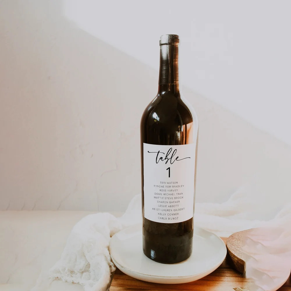 Personalized Seating Chart Wine Label, Modern Minimal Seating Chart, Customized Wedding Seating Plan - view 2