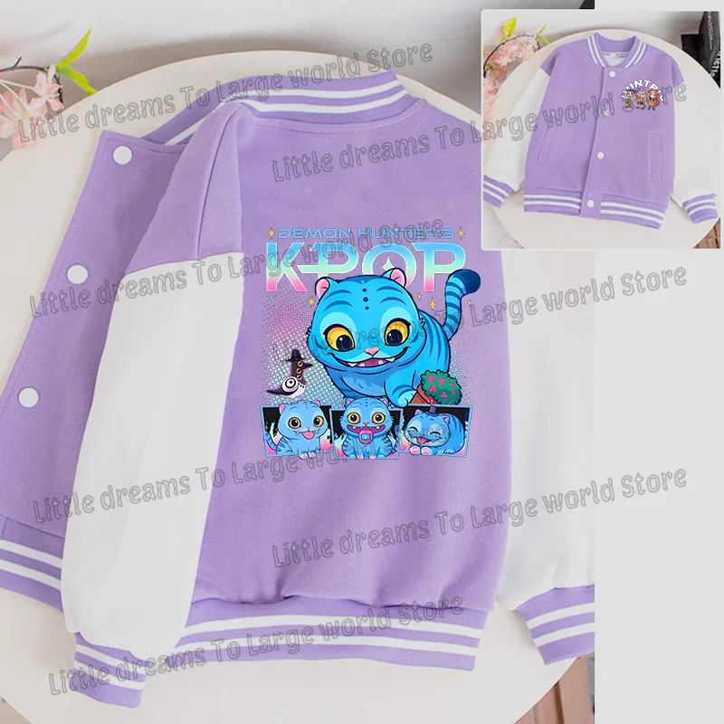 Chaqueta Demon Hunters Kpop para niñas, ropa de calle de Anime, chaquetas para niños, abrigo bonito de manga larga para otoño y primavera, ropa informal holgada