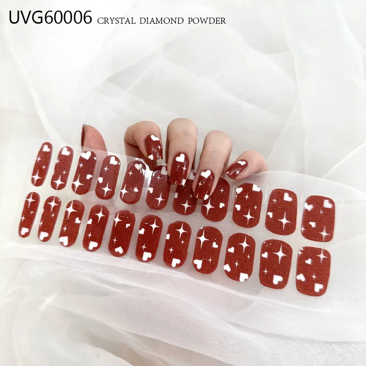 1Sheet Semi-Cured Gel Nail Strips Patch Sliders Adhesive Gel Nail Stcikers UV Lamp Need Women Fashion DIY Manicure Decoracion