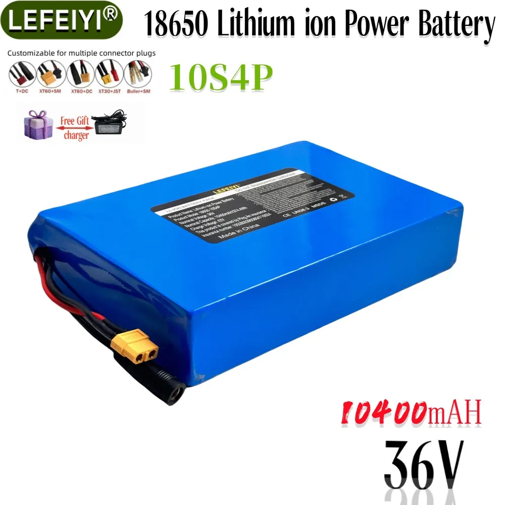 36V 10S4P 10.4Ah high-capacity lithium battery,suitable for electric bicycles and scooters. High power battery with built-in BMS