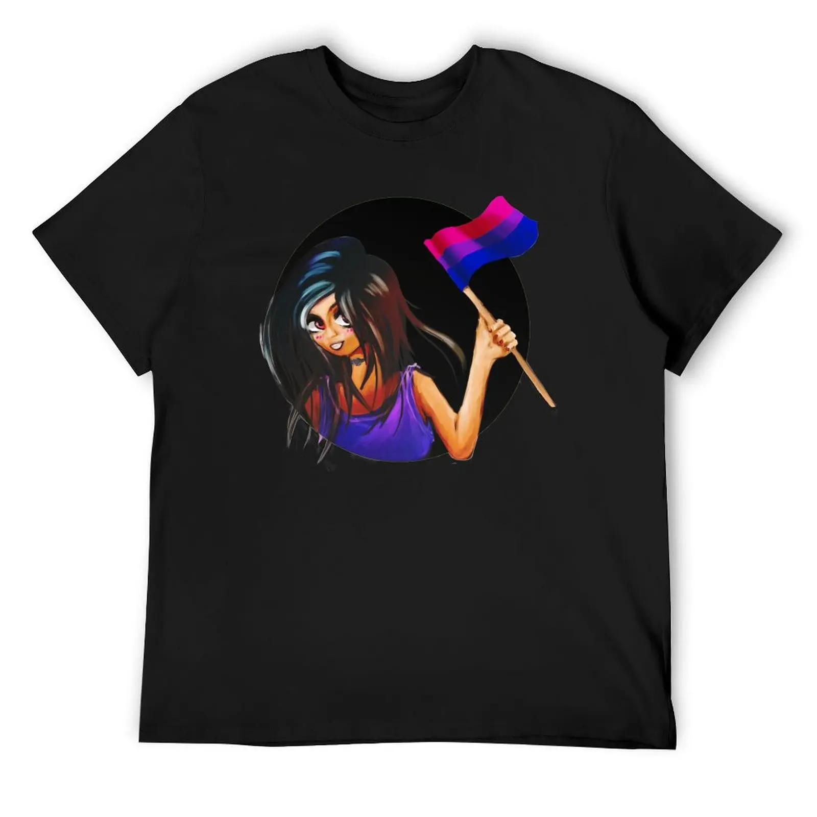 Girl holding a Bi flag T-Shirt heavyweights shirts graphic tees mens cotton t shirts