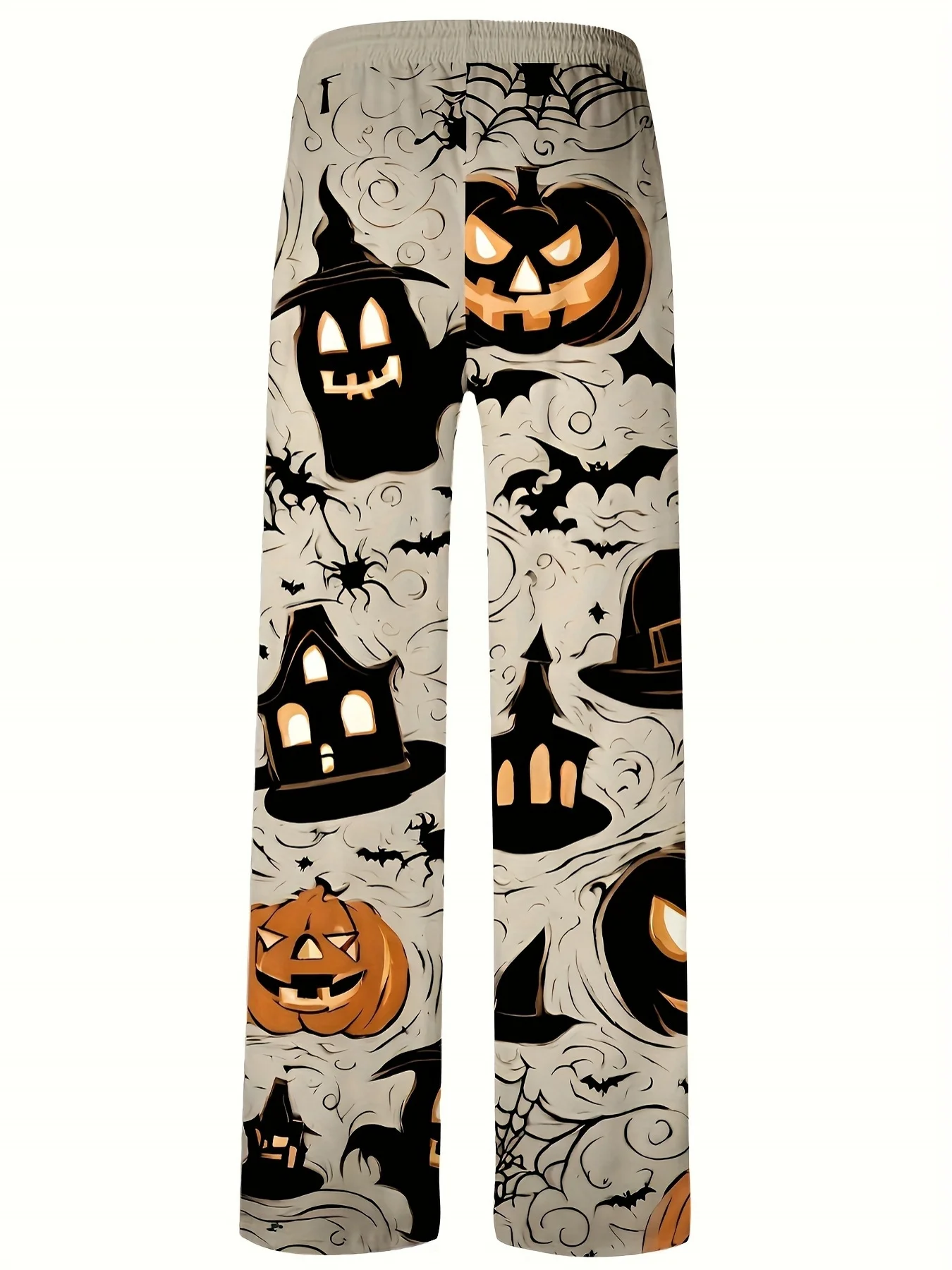 Men'S  Long Pants, Pumpkin Witch Bat Pattern Autumn Winter Thin Home Sleepwear Men'S Casual Trousers, for Halloween
