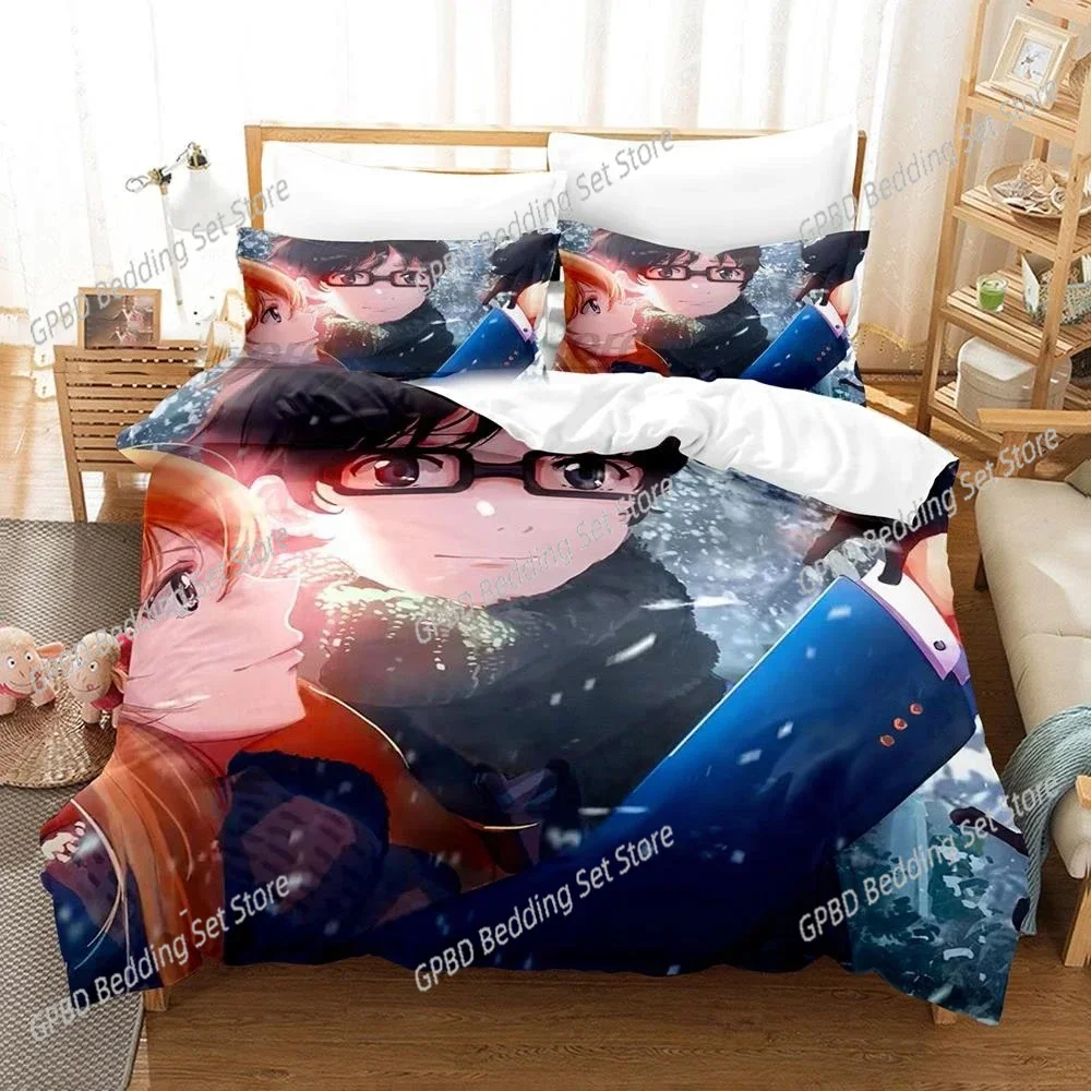 3D Anime Your Lie in April Bedding Set Kaori Miyazono Duvet Cover Bedroom Comforter Twin King _Size Quilt Cover Home Textiles