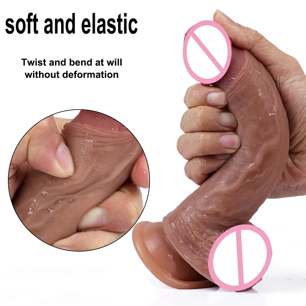 Gode Réaliste en Silicone Souple et Sexy pour Femme, Pénis Flexible, Point G, Grosse Bite, Jouets Sexuels Anaux pour Adultes de 18 Ans et Plus