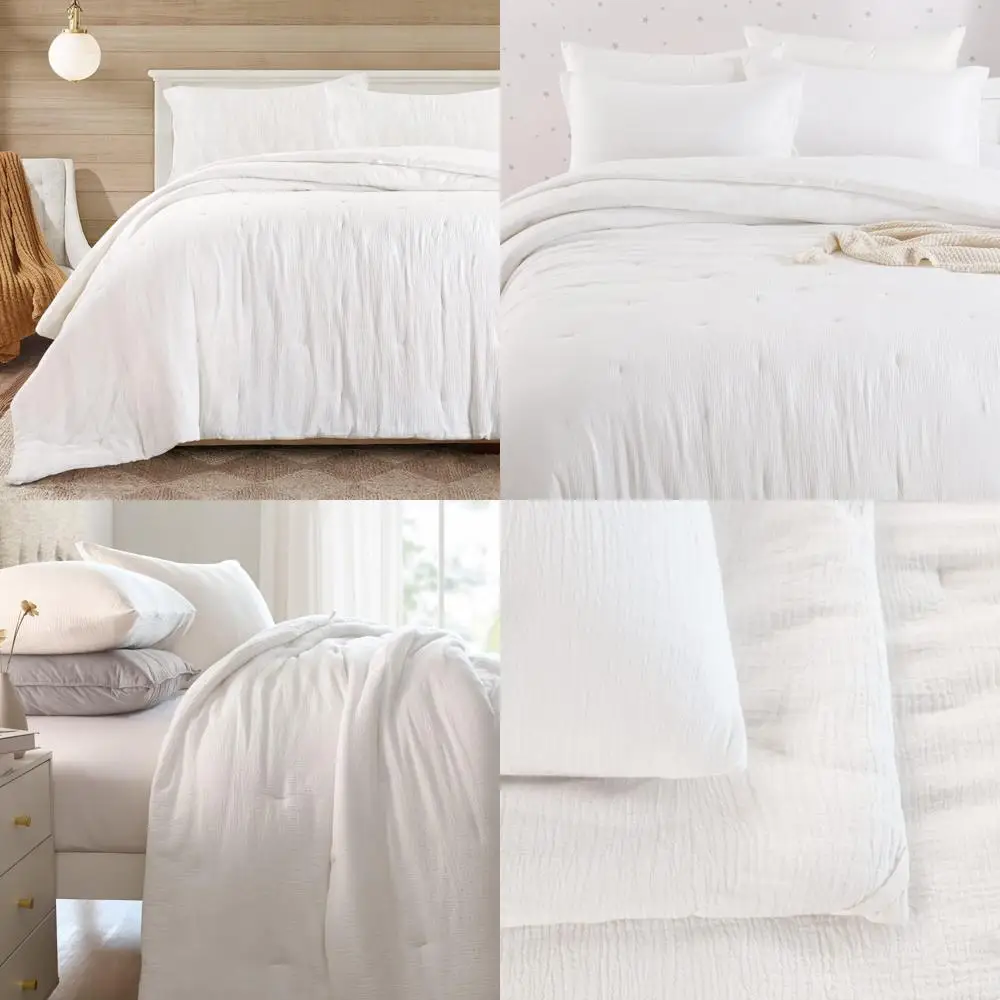 

Cotton Muslin Oversized King Comforter - 120x120, Lightweight Breathable Down Alternative, Soft Gauze for Summer Bedding