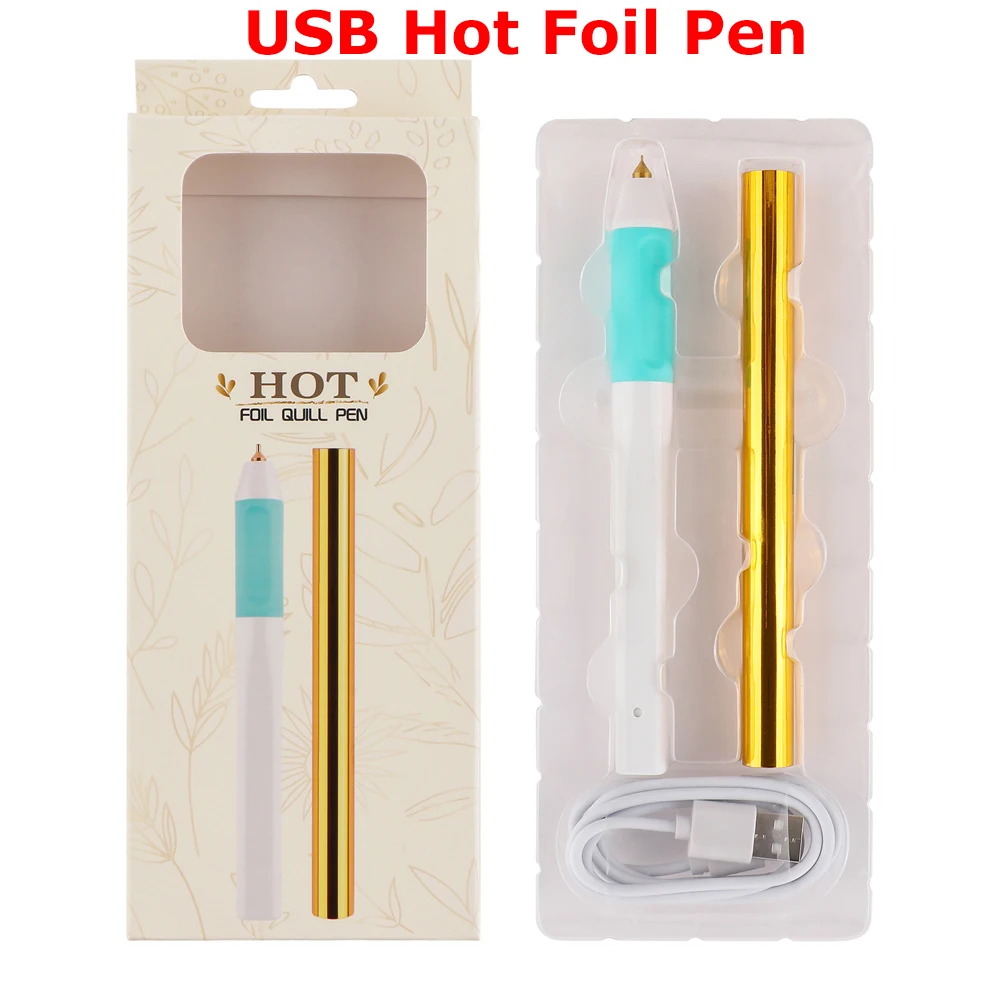 

USB Hot Foil Pen Heating Hot Stamping Pen Lettering With Gold Heat-activated Foil DIY Calligraphy Paper Cards Crafting 2023 Hot