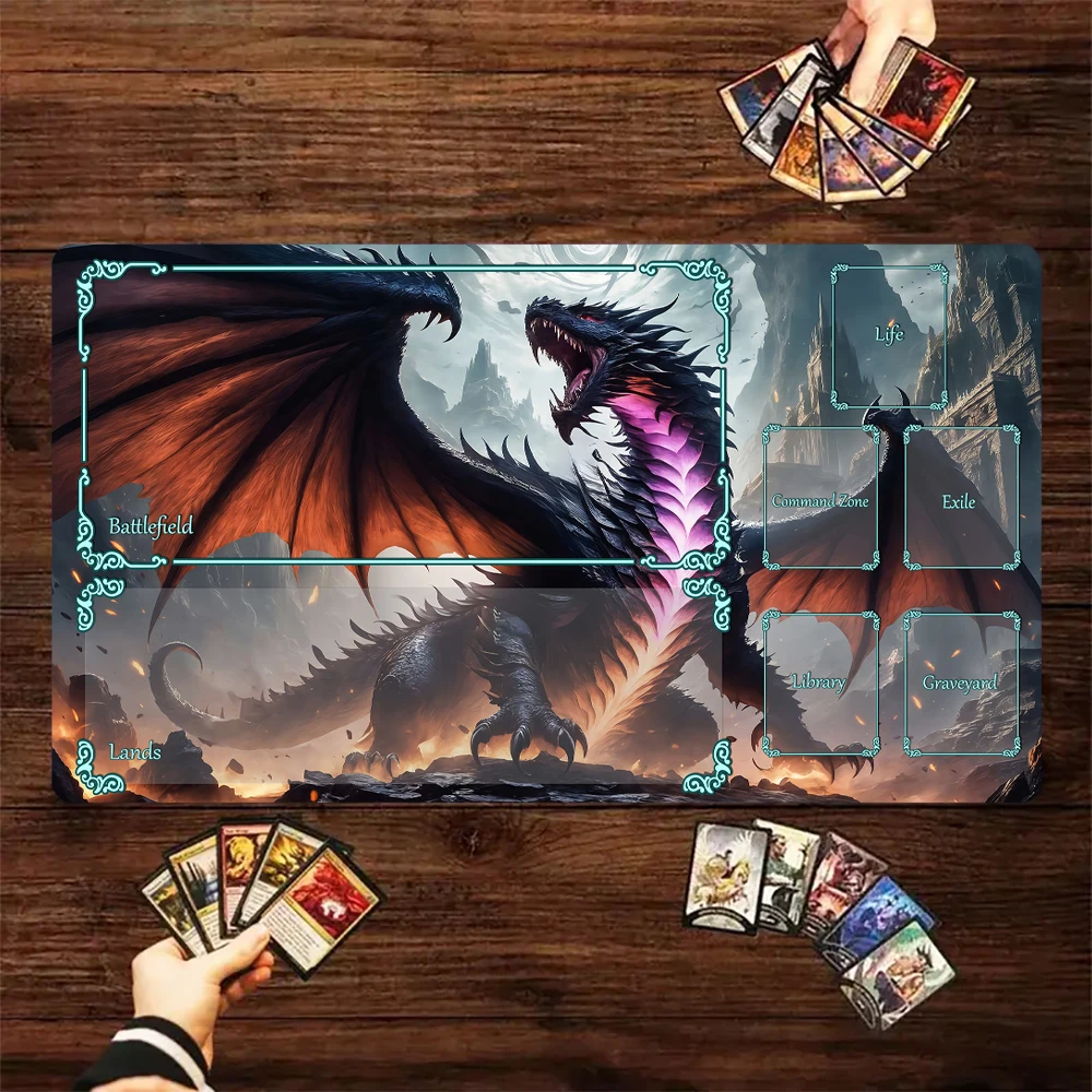 Magic Card Playmat with zone Dark style giant dragon theme MTG playmat gathering game mat Desk Mat Commander Battle playmat