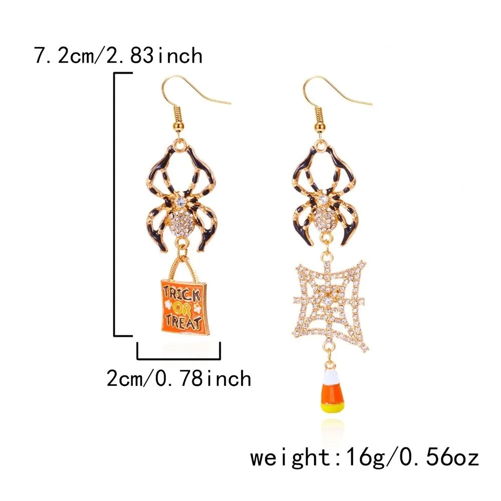 Creative Alloy Material Halloween Earrings Long Tassel Design Dripping Oil Effect Pumpkin Earrings Drop Earrings Festival Wear