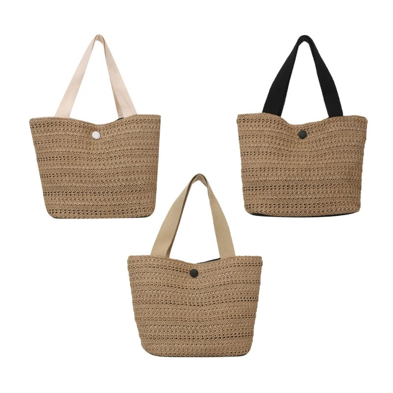 

Practical Straw Bag Bohemian Handbag Lunch Bag for Carrying and Drinks