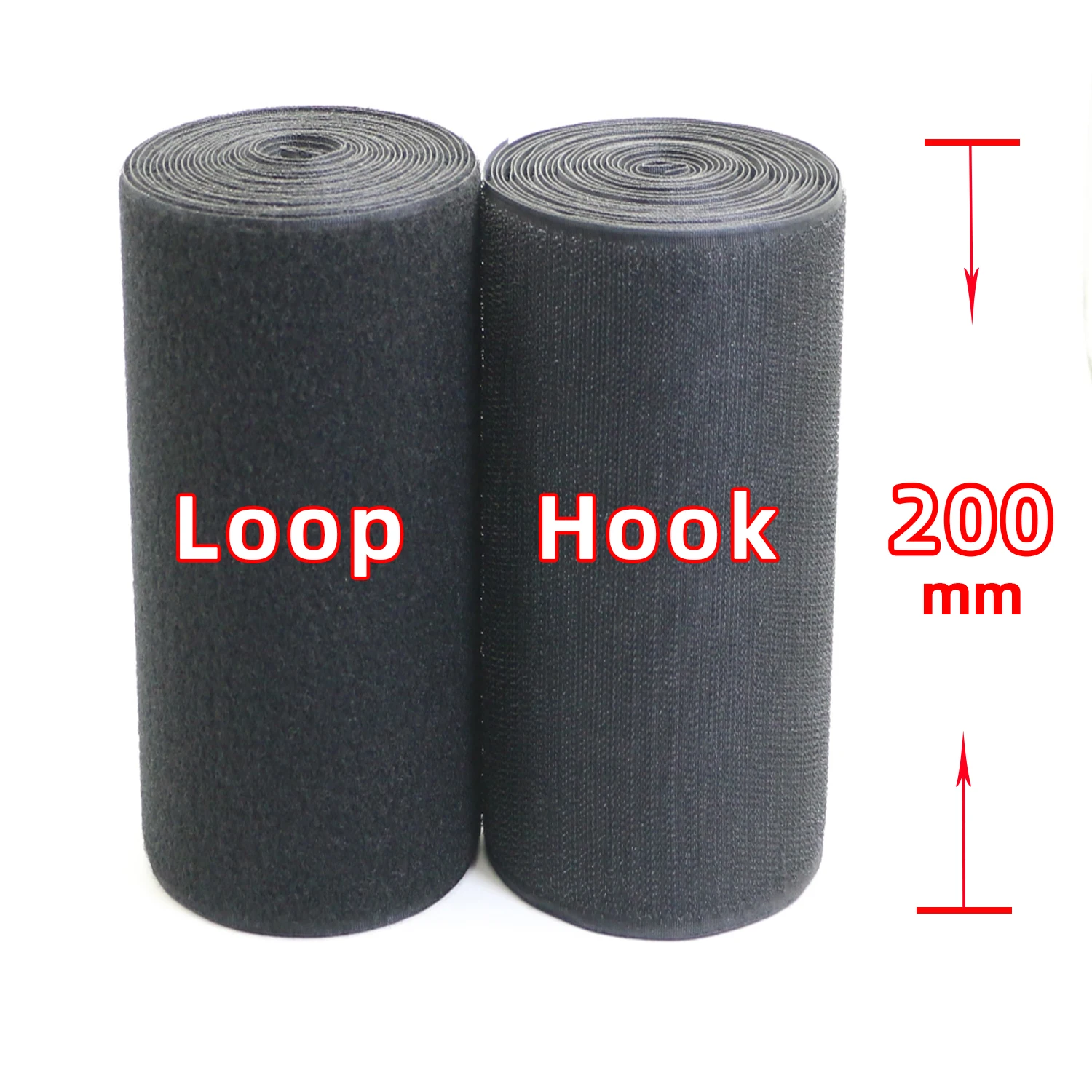 

200mm Width non-adhesive Hook and Loop fastener Tape Sewing-on the hooks non-adhesive Magic tape DIY Black