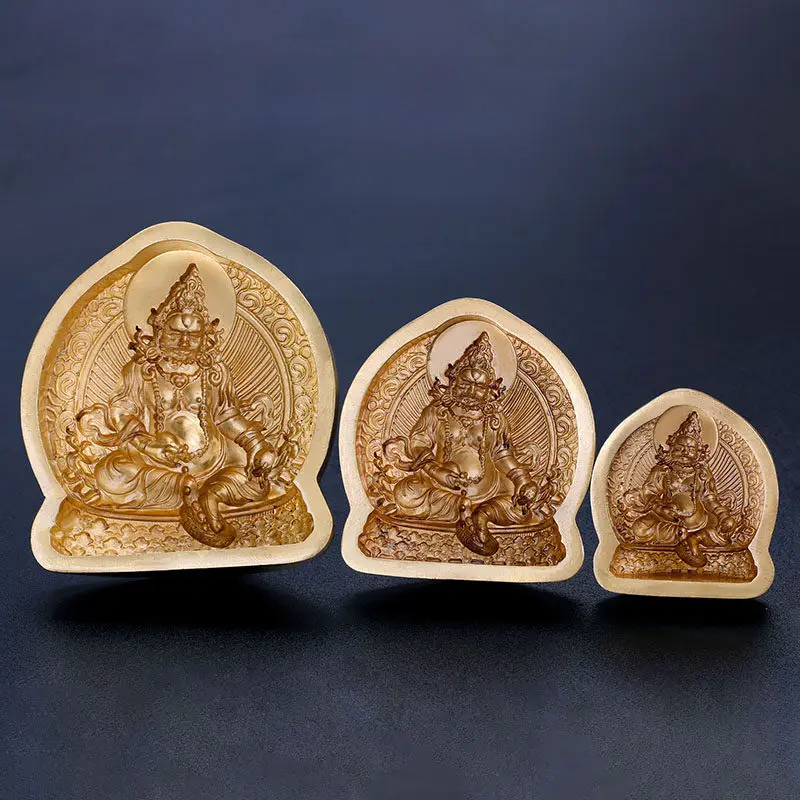 Brass Yellow Jambhala and Yamantaka Tsa Tsa Molds Hand Polished Buddhist Tools for Clay Figures, Reusable Art Casting Accessory