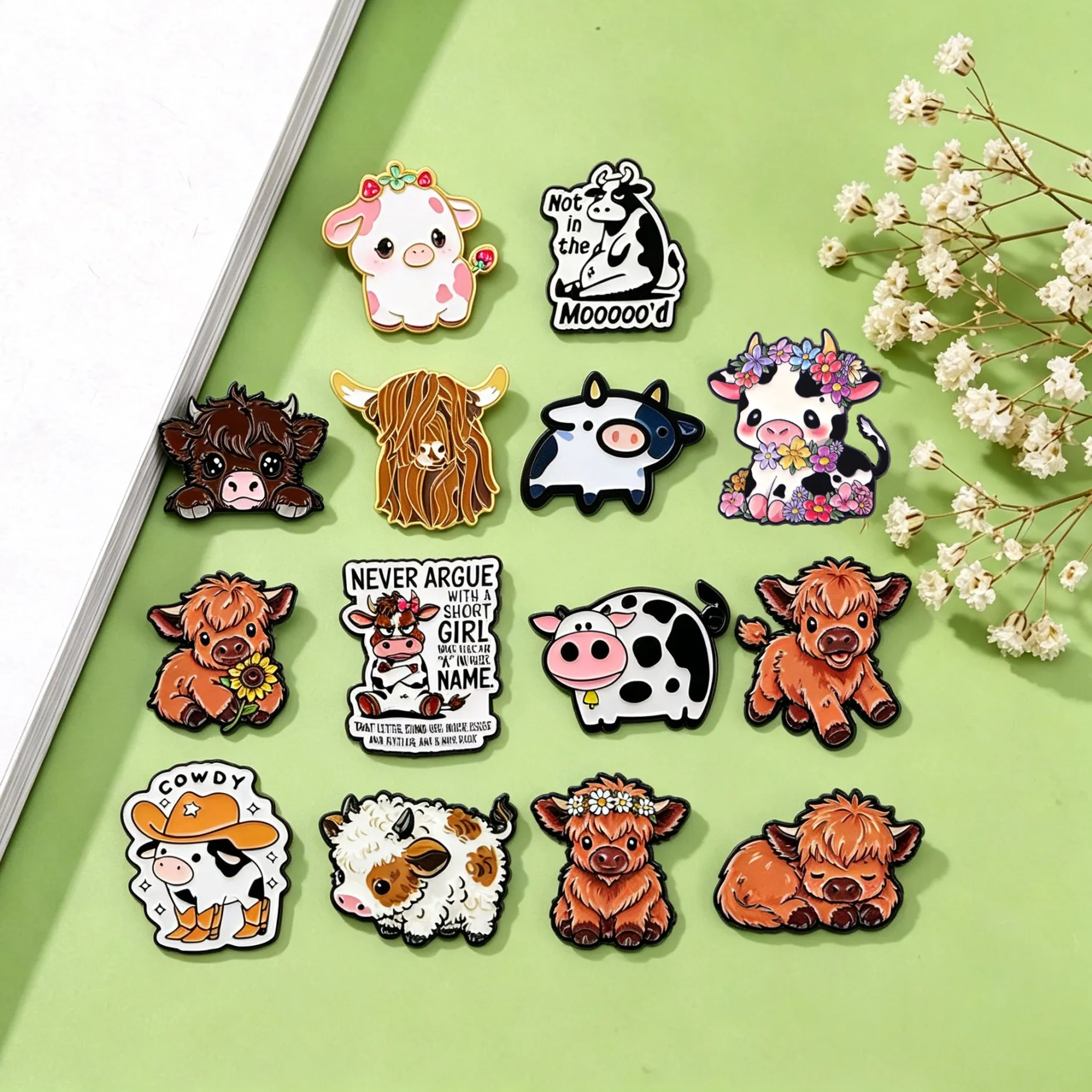 Farming Japan - Broche Vache de Ferme Cartoon, Épingles