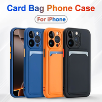 Liquid Silicone Soft Case For iPhone 16 Pro Max 16 Plus Funda For iPhone 15 11 14 Pro 12 13 Mini XS Max XR Card Slot Phone Cover