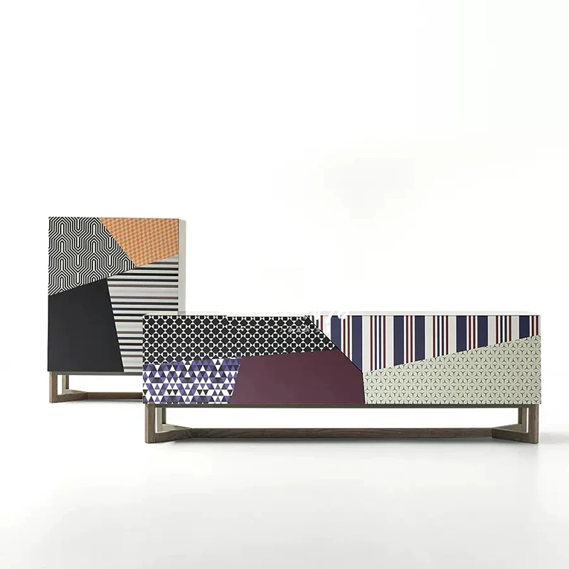 

Italian minimalist cabinets, modern minimalist art design side cabinets, Nordic light luxury hand-painted sideboard