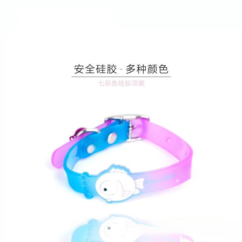 Factory Direct Colorful Fish Silicone Pet Collar Retail Cats Small Dogs