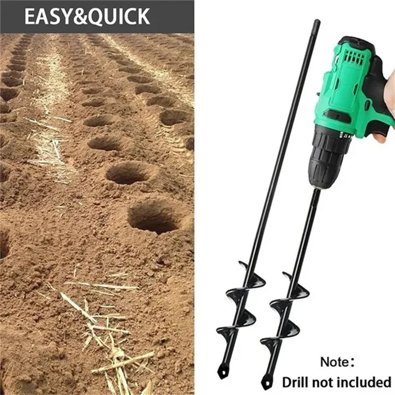 Carbon Steel Planter Garden Auger Spiral Drill Bit Planting Hole Digger Drill Bit Yard Gardening Planting Hole Digger Tool