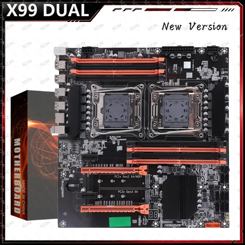 X99 Dual CPU Motherboard LGA 2011 Solt Support E5 V3/V4 E-ATX 8x SATA3 DDR4 Max 256GB Xeon Processor Sever Motheboard